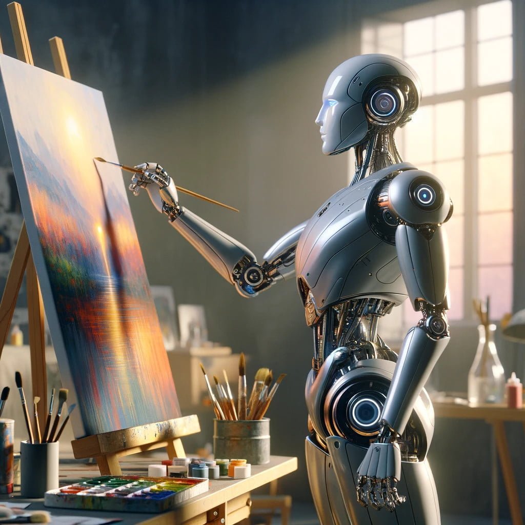 Robot AI painting an image